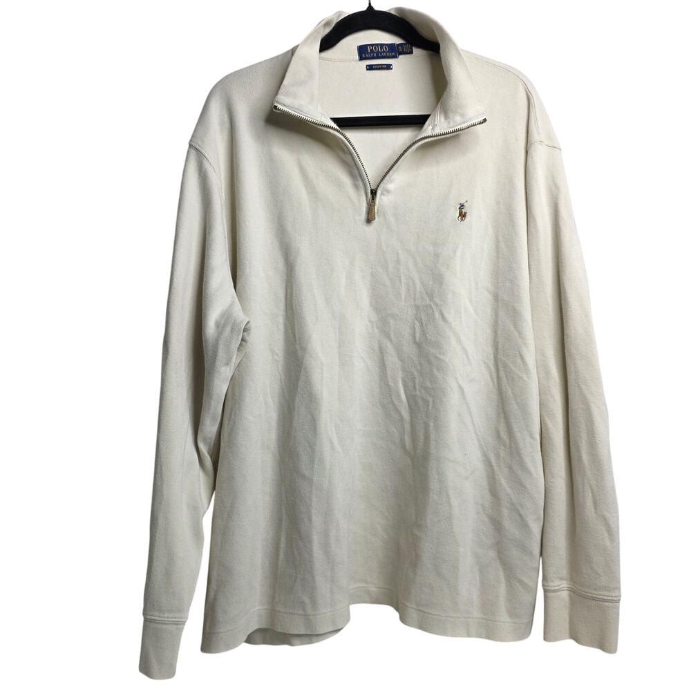 Polo Ralph Lauren, White Estate Rib Pull Over Quarter Zip, Men's XL